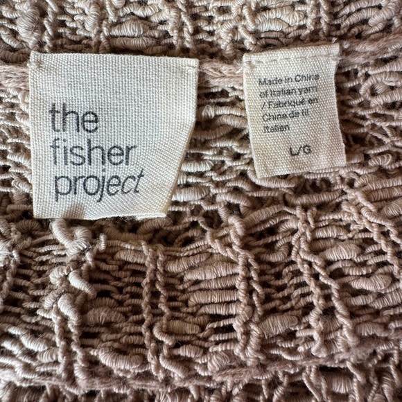 Eileen Fisher Organic Cotton Sweater | Neutral Oatmeal | Open Knit | Women Large - Picture 11 of 12